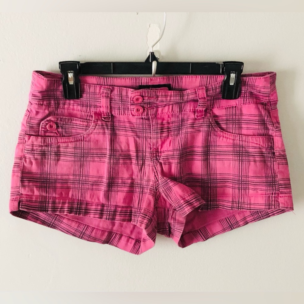 Y2K Low Rise Pink Plaid Shorts